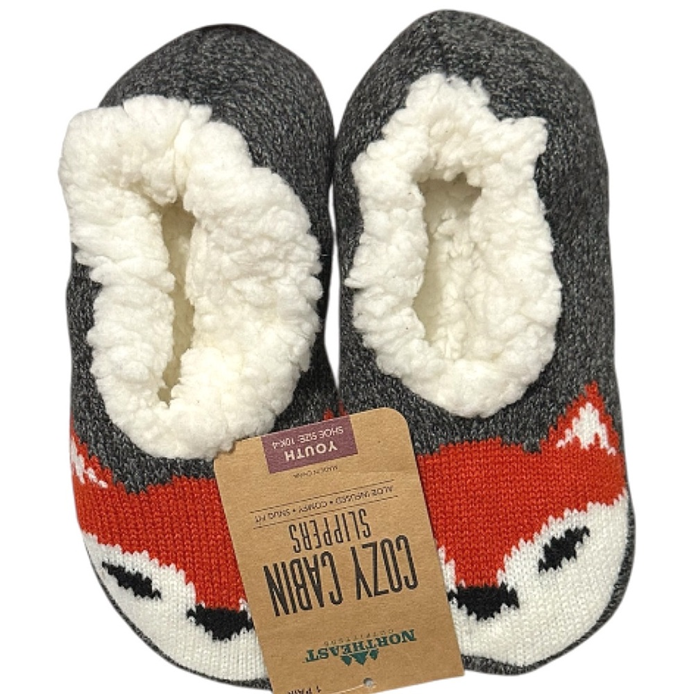Cozy Cabin Fox Slippers Kids Youth Size 10K - 4 NWT